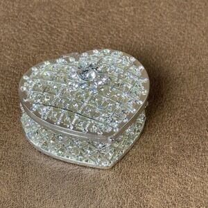 Jeweled Silver Heart Trinket Box by Ciel. Hand Made with Swarovski Crystals